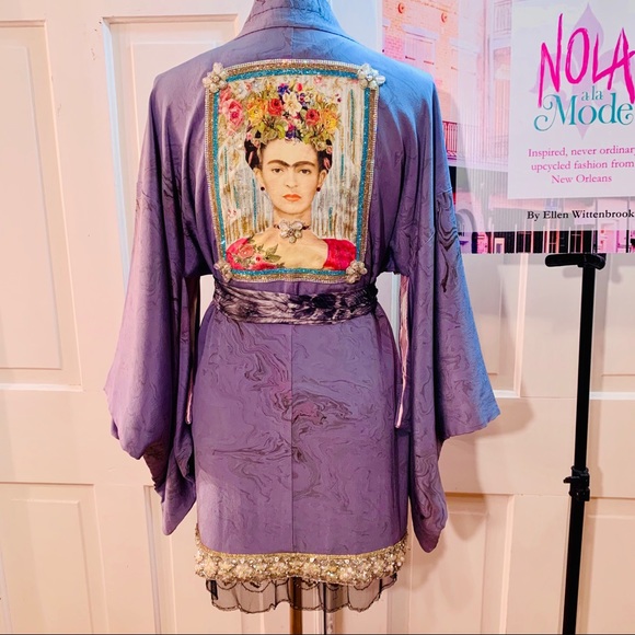 Frida Kahlo Art Patch Reworked Vintage Kimono - Picture 1 of 15